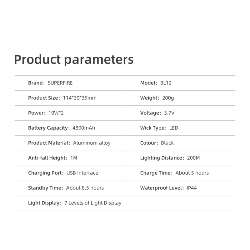 SUPERFIRE BL12 20W Double Lamp Bicycle Front Light Set USB Rechargeable 4800mAh LED Headlight Outdoor Camping Hiking Bike Lamp