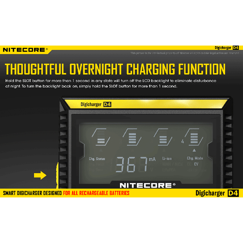 Nitecore D4 Digicharger LCD Display Bateria Nitecore Carregador Inteligente 2.0 Fit Li-ion 18650 14500 16340 26650