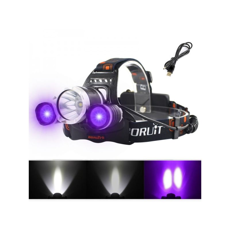 BORUIT RJ-3000 LED farol t6 luz branca e 2 x xpe r5 luz verde led farol