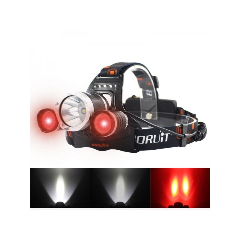 BORUIT RJ-3000 LED farol t6 luz branca e 2 x xpe r5 luz verde led farol