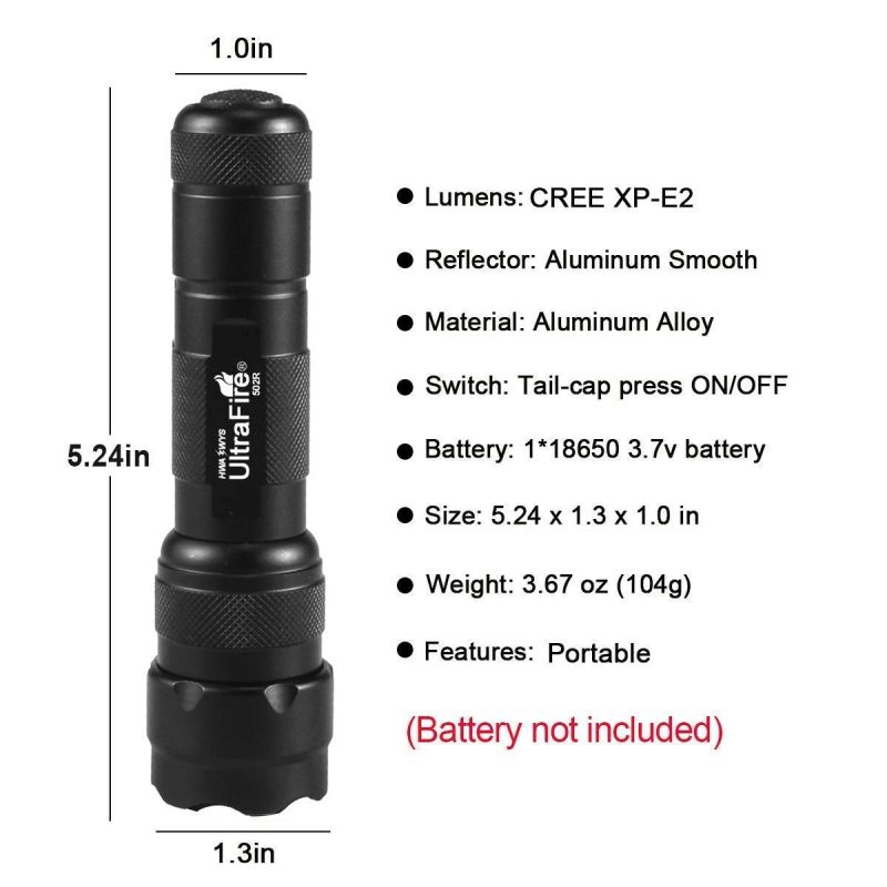 Ultrafire WF-502B.2 XP-E2 LED Zoomable Lanterna Luz Vermelha