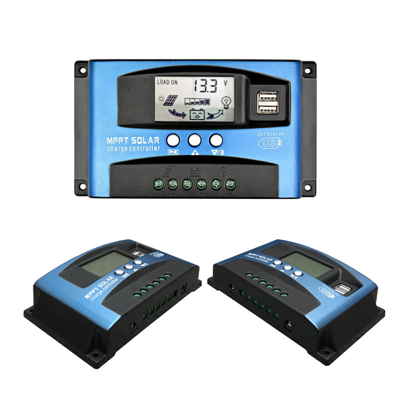 MPPT Solar Charge Controller 30/40/50/60/100A Controlador Solar Painel Solar Regulador de Bateria Dual USB 5V Display LCD