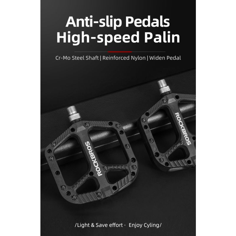 Rolamentos de vedação ultraleve ROCKBROS Pedais de bicicleta Ciclismo Nylon Estrada bmx Mtb Pedais Plataforma plana Peças de bicicleta Acessórios