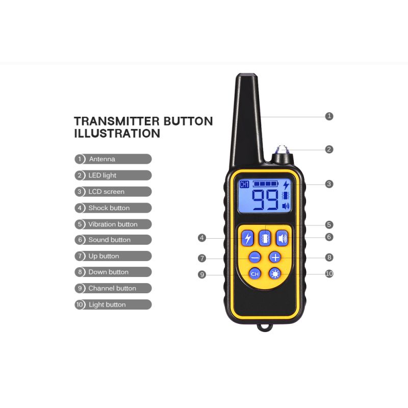 800m Cão Elétrico Treinamento Colares Pet Controle Remoto Impermeável Recarregável com Display LCD para Todos Tamanho Bark-Stop Collars