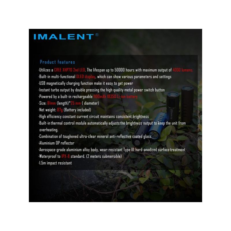 Imalent LD70 XHP 70 4000 Lumen Lanterna LED