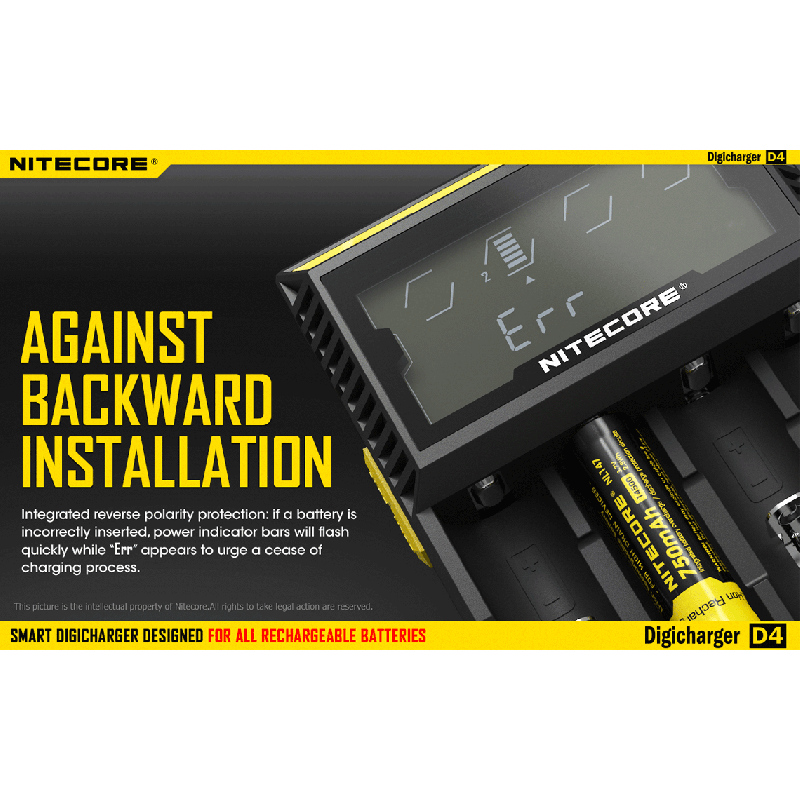 Nitecore D4 Digicharger LCD Display Bateria Nitecore Carregador Inteligente 2.0 Fit Li-ion 18650 14500 16340 26650
