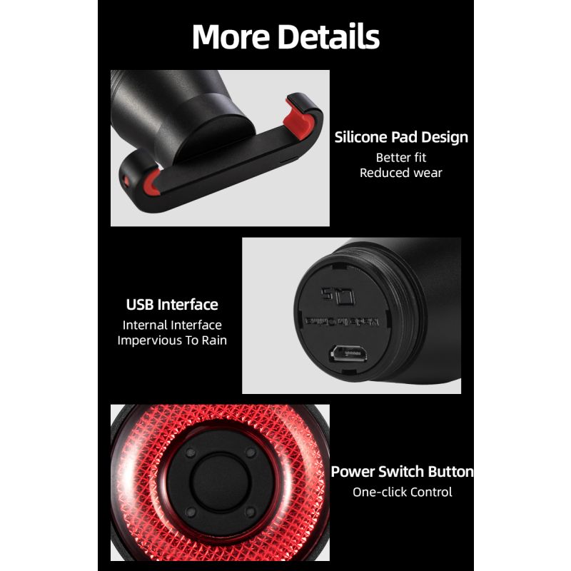 ROCKBROS Q5 bicicleta inteligente com sensor de freio automático IPx6 à prova d'água LED carregamento ciclismo lanterna traseira para bicicleta