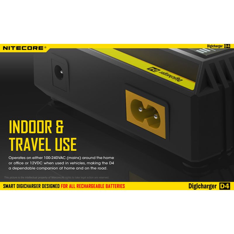 Nitecore D4 Digicharger LCD Display Bateria Nitecore Carregador Inteligente 2.0 Fit Li-ion 18650 14500 16340 26650