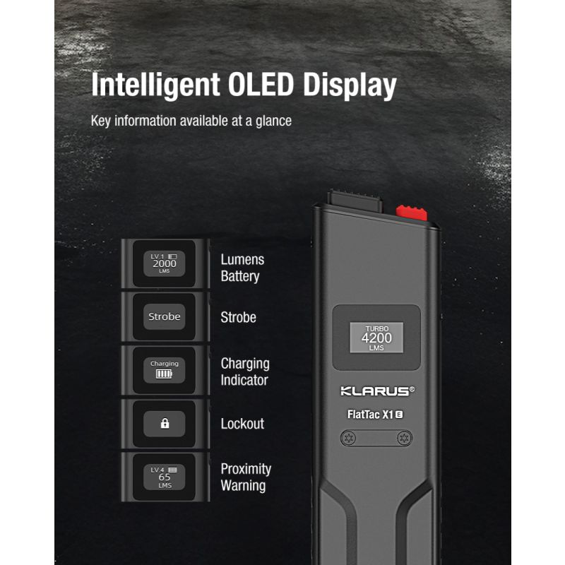 Klarus X1 Ultra-thin EDC Tactical Flashlight Luminus SST-70 LED 4200LM Outdoor Emergency Torch Light