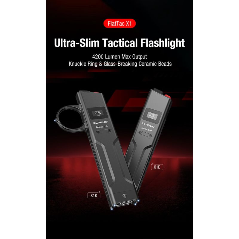 Klarus X1 Ultra-thin EDC Tactical Flashlight Luminus SST-70 LED 4200LM Outdoor Emergency Torch Light