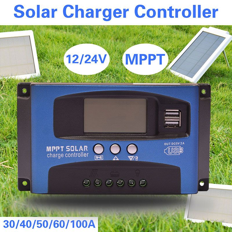 MPPT Solar Charge Controller 30/40/50/60/100A Controlador Solar Painel Solar Regulador de Bateria Dual USB 5V Display LCD