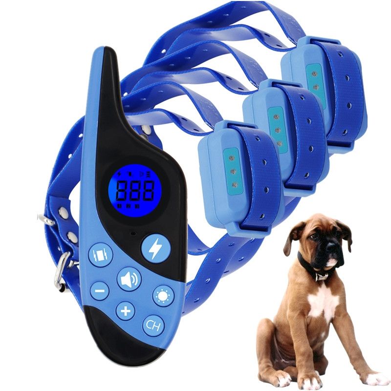 2021 Novo 500m Elétrico Cão Treinamento Colares Pet Remoto Recarregável Recarregável com Display LCD para Todo Som Choque Vibração Som
