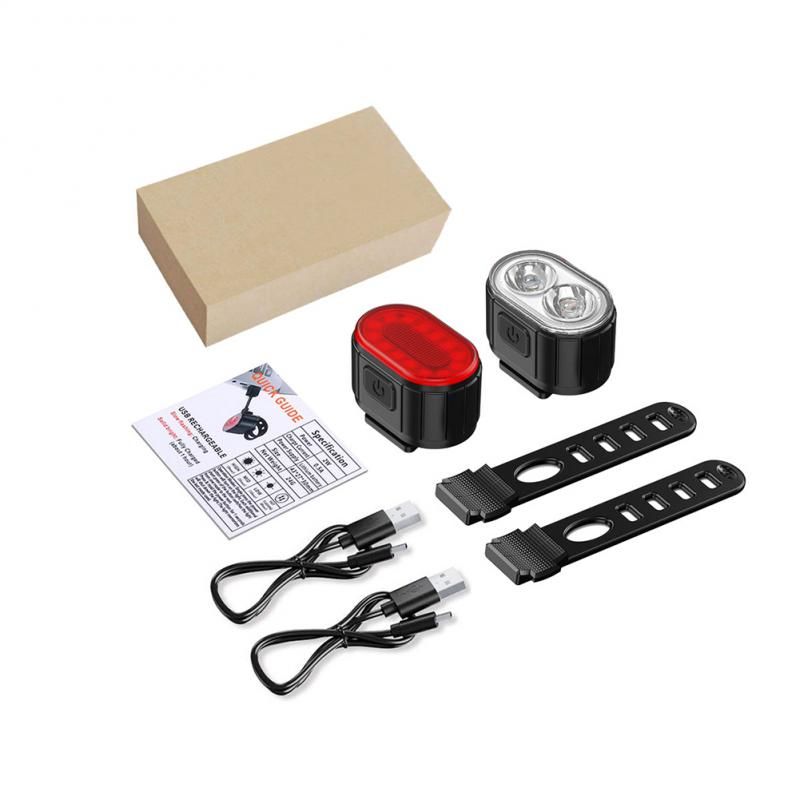 Lâmpada USB recarregável para bicicleta à prova d'água branca frontal para bicicleta / luz traseira vermelha para bicicleta