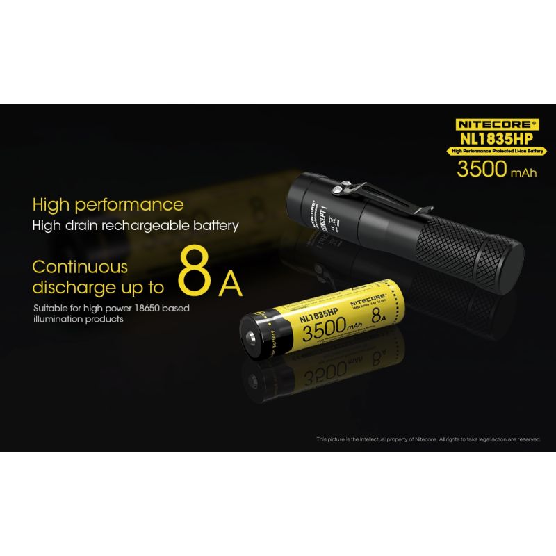 Nitecore NL1835HP 3500MAH 3.6V 12.6WH 8A Alto desempenho 18650 Bateria