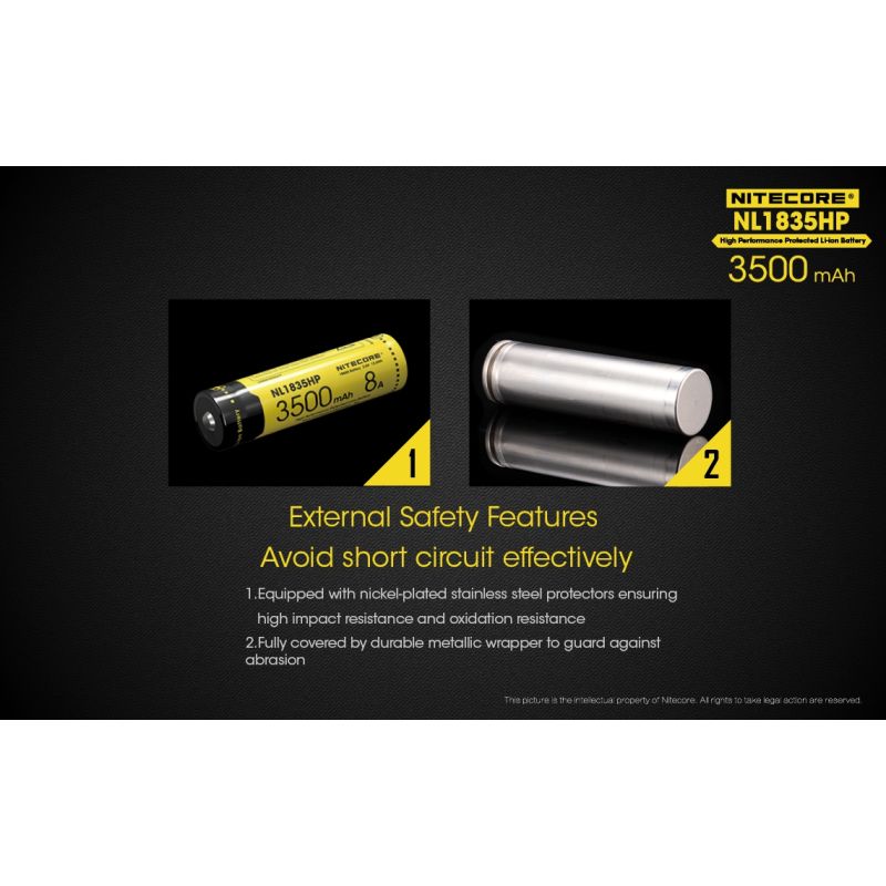 Nitecore NL1835HP 3500MAH 3.6V 12.6WH 8A Alto desempenho 18650 Bateria