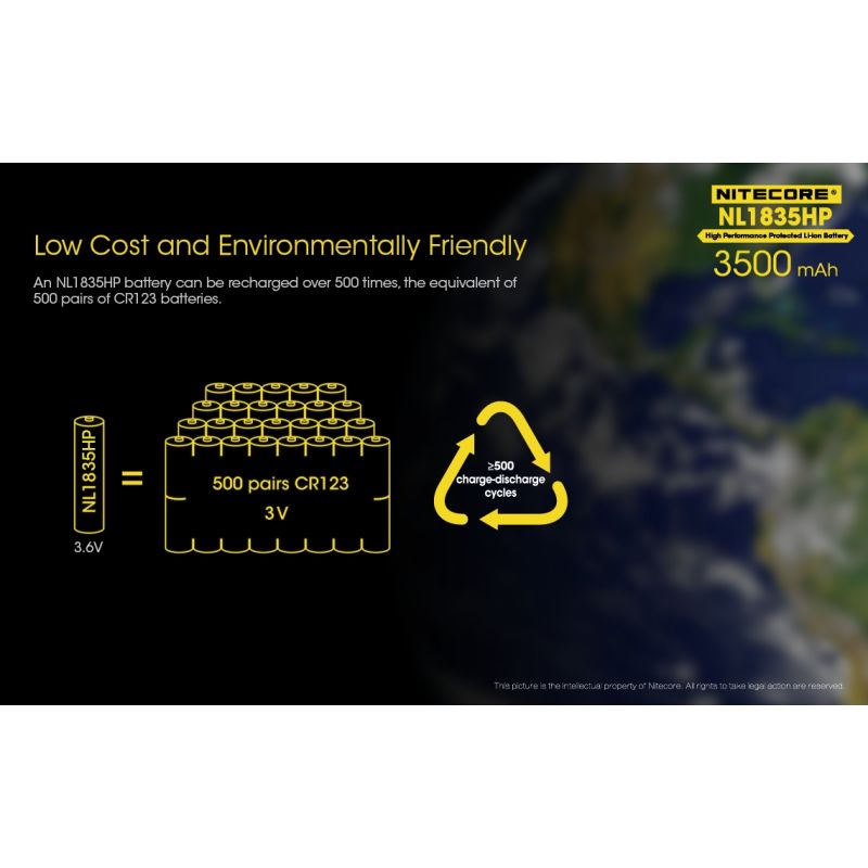 Nitecore NL1835HP 3500MAH 3.6V 12.6WH 8A Alto desempenho 18650 Bateria