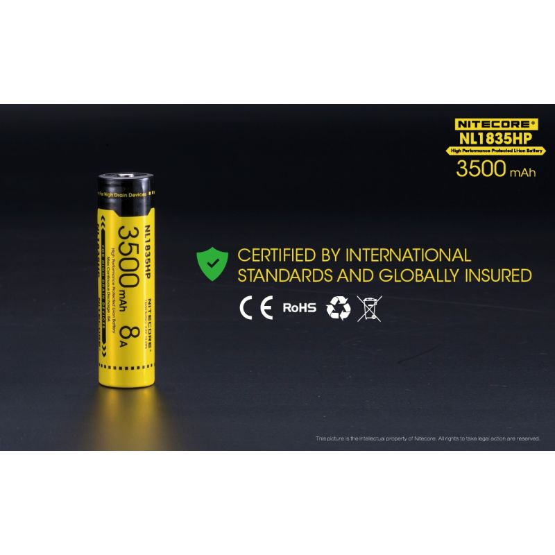 Nitecore NL1835HP 3500MAH 3.6V 12.6WH 8A Alto desempenho 18650 Bateria