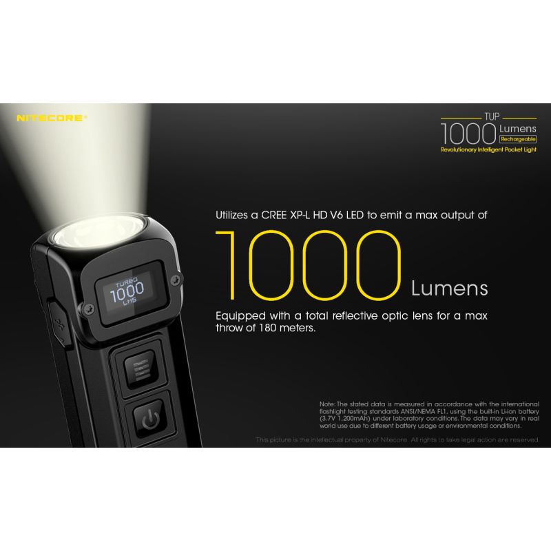 Nitecore tup xp-l hd v6 led 1000 lumens USB recarregável mini lanterna