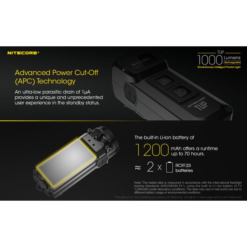 Nitecore tup xp-l hd v6 led 1000 lumens USB recarregável mini lanterna
