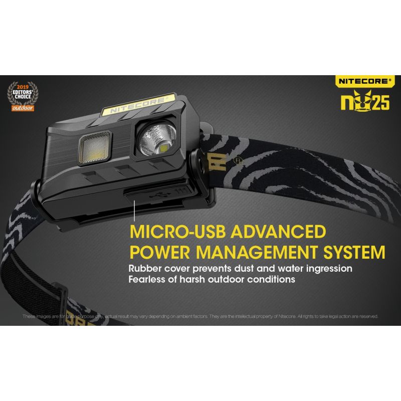 Nitecore Nu25 XP-G2 S3 LED 360 Lumens LED Farol Recarregável