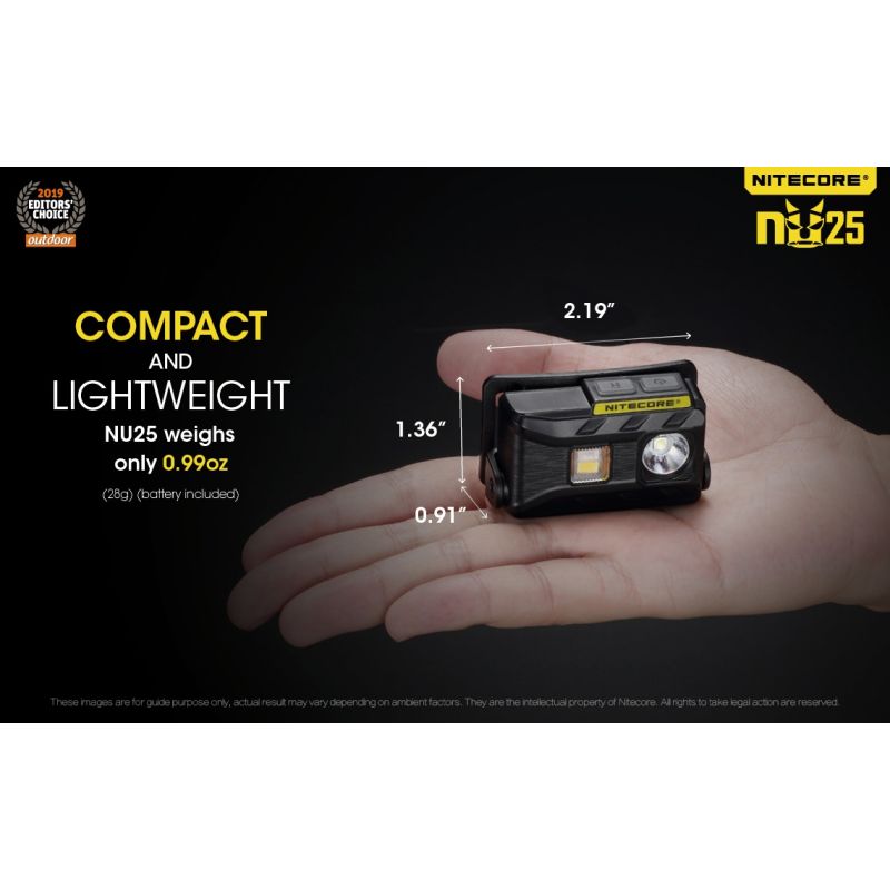 Nitecore Nu25 XP-G2 S3 LED 360 Lumens LED Farol Recarregável