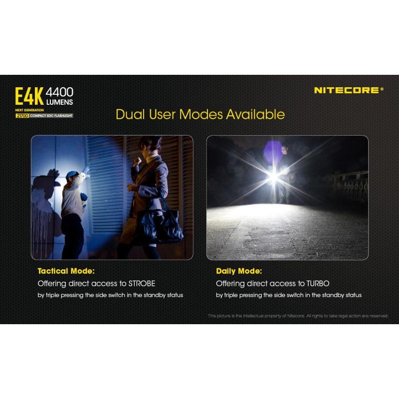 Nitecore E4K 4 x XP-L2 V6 LED 4400 Lumens 21700 Lanterna da bateria