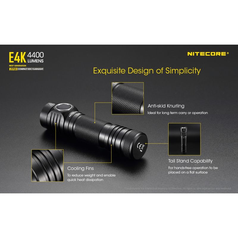 Nitecore E4K 4 x XP-L2 V6 LED 4400 Lumens 21700 Lanterna da bateria