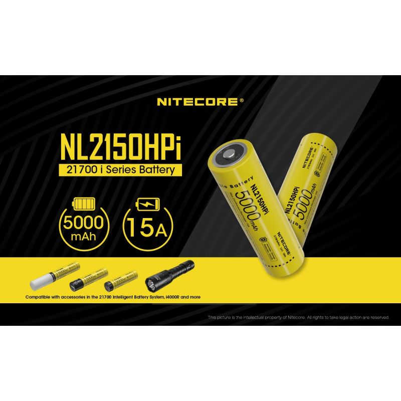 Nitecore NL2150HPI 5000mAH 3.6V 18WH 21700 Li-ion bateria recarregável