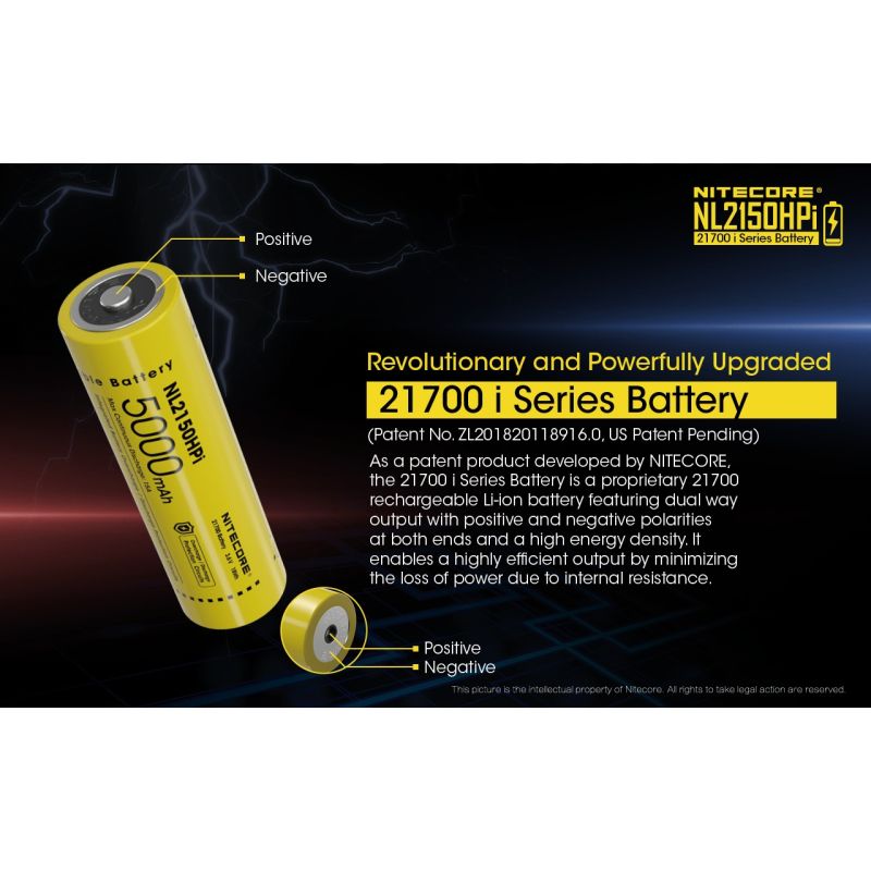 Nitecore NL2150HPI 5000mAH 3.6V 18WH 21700 Li-ion bateria recarregável