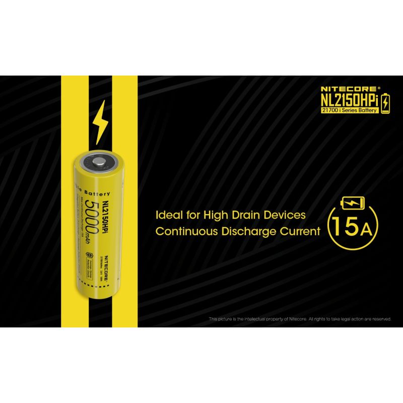 Nitecore NL2150HPI 5000mAH 3.6V 18WH 21700 Li-ion bateria recarregável