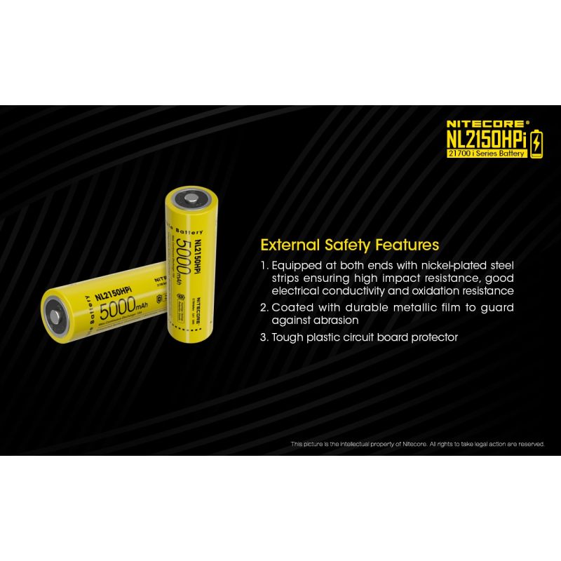 Nitecore NL2150HPI 5000mAH 3.6V 18WH 21700 Li-ion bateria recarregável
