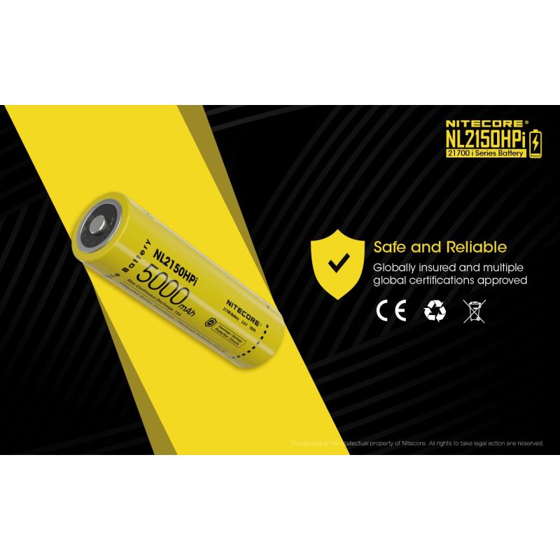 Nitecore NL2150HPI 5000mAH 3.6V 18WH 21700 Li-ion bateria recarregável