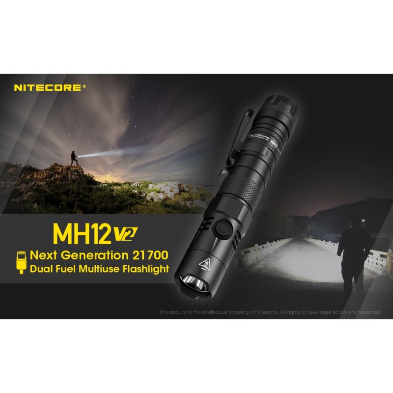 Nitecore MH12 V2 XP-L2 V6 LED 1200 Lumens 21700 Bateria Lanterna
