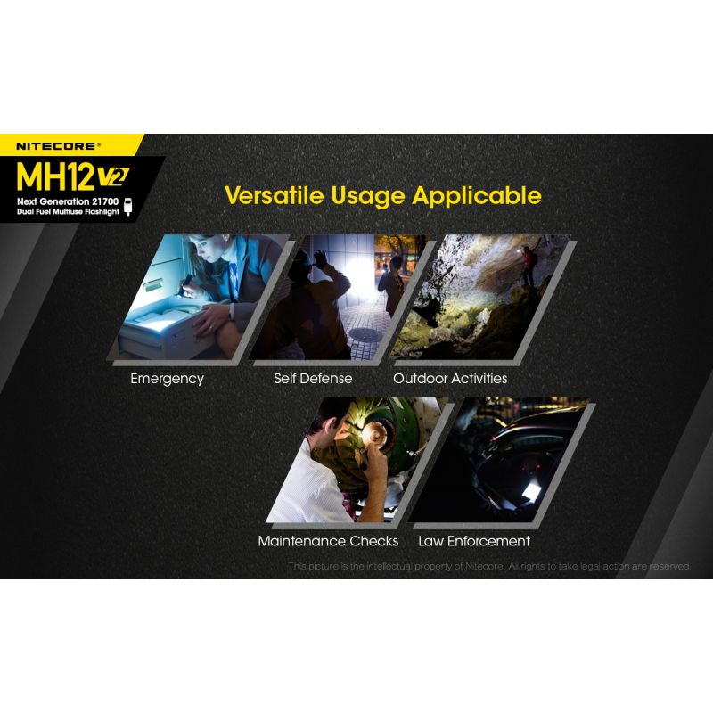 Nitecore MH12 V2 XP-L2 V6 LED 1200 Lumens 21700 Bateria Lanterna