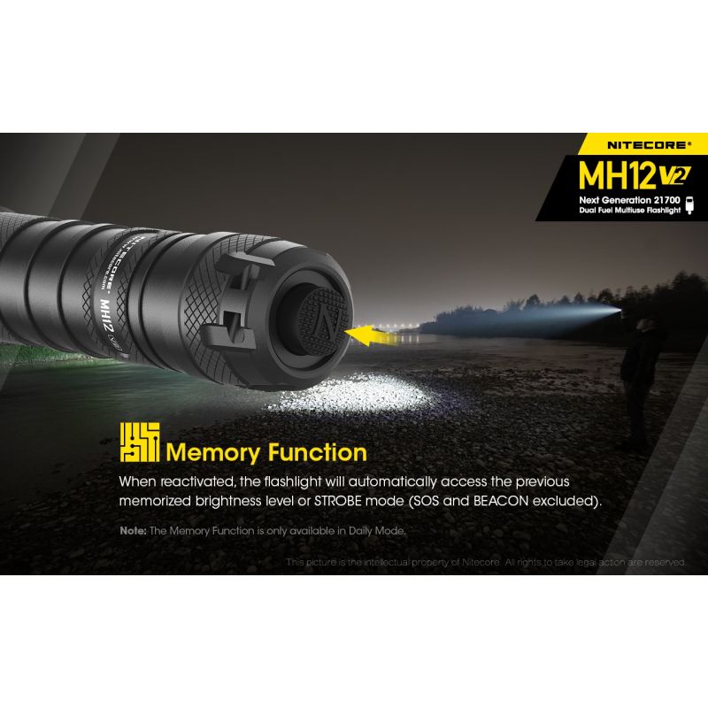 Nitecore MH12 V2 XP-L2 V6 LED 1200 Lumens 21700 Bateria Lanterna