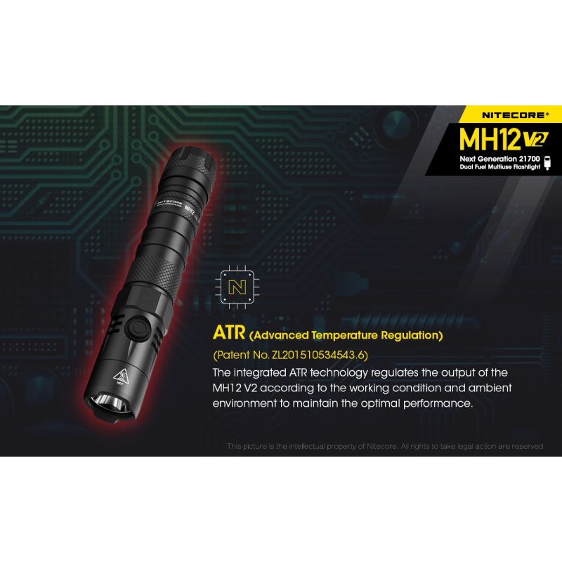 Nitecore MH12 V2 XP-L2 V6 LED 1200 Lumens 21700 Bateria Lanterna