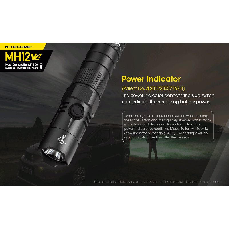 Nitecore MH12 V2 XP-L2 V6 LED 1200 Lumens 21700 Bateria Lanterna