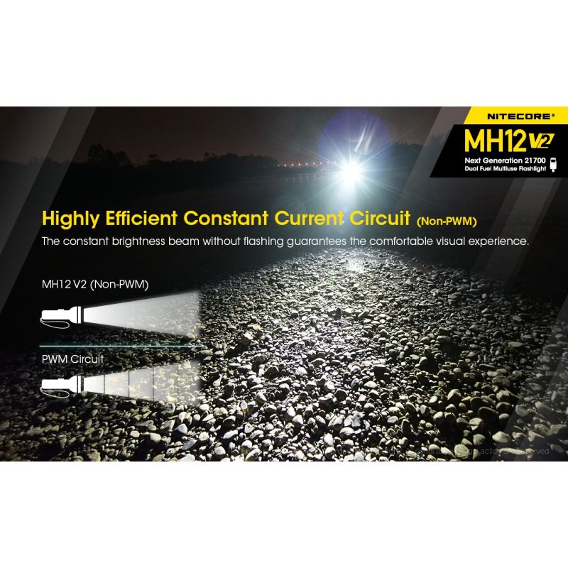 Nitecore MH12 V2 XP-L2 V6 LED 1200 Lumens 21700 Bateria Lanterna