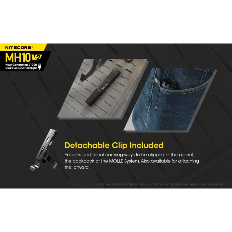 Nitecore MH10 V2 XP-L2 V6 LED 1200 Lumens USB-C Carregando 21700 Bateria Lanterna