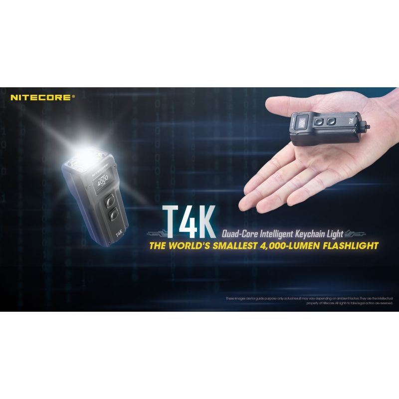 Nitecore T4K 4 x XP-L2 V6 LEDs 4000 Lumens Bateria Built-in usando USB-C Carregamento Portátil Chaveiro Lanterna