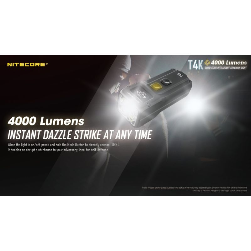 Nitecore T4K 4 x XP-L2 V6 LEDs 4000 Lumens Bateria Built-in usando USB-C Carregamento Portátil Chaveiro Lanterna