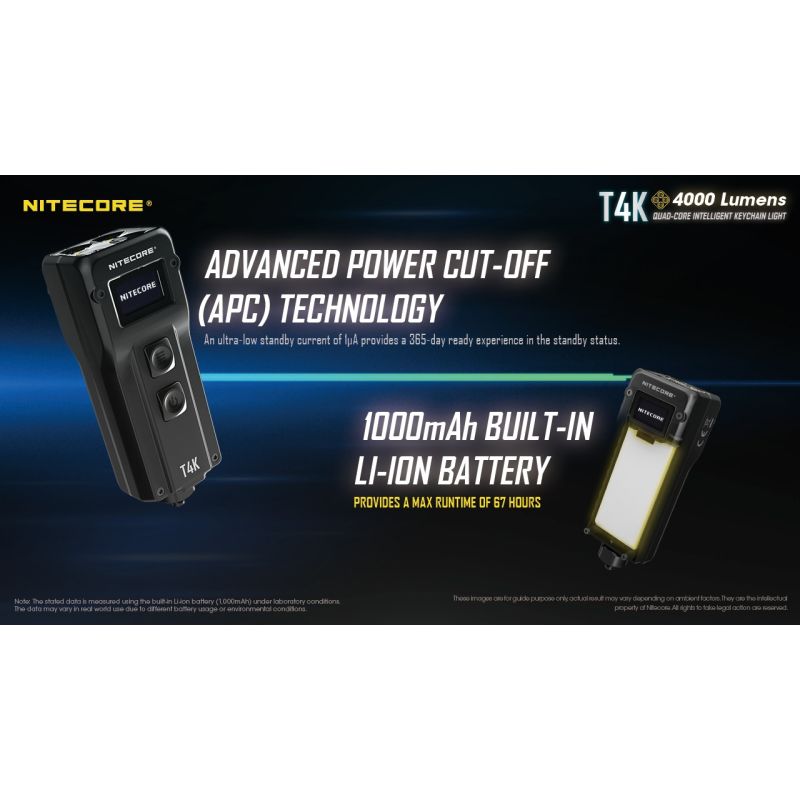 Nitecore T4K 4 x XP-L2 V6 LEDs 4000 Lumens Bateria Built-in usando USB-C Carregamento Portátil Chaveiro Lanterna