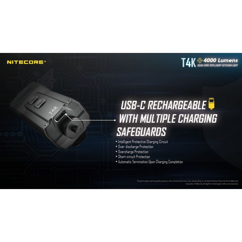 Nitecore T4K 4 x XP-L2 V6 LEDs 4000 Lumens Bateria Built-in usando USB-C Carregamento Portátil Chaveiro Lanterna