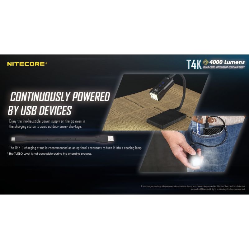 Nitecore T4K 4 x XP-L2 V6 LEDs 4000 Lumens Bateria Built-in usando USB-C Carregamento Portátil Chaveiro Lanterna