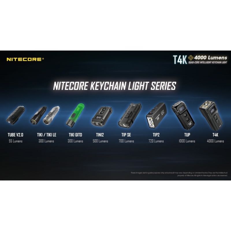 Nitecore T4K 4 x XP-L2 V6 LEDs 4000 Lumens Bateria Built-in usando USB-C Carregamento Portátil Chaveiro Lanterna