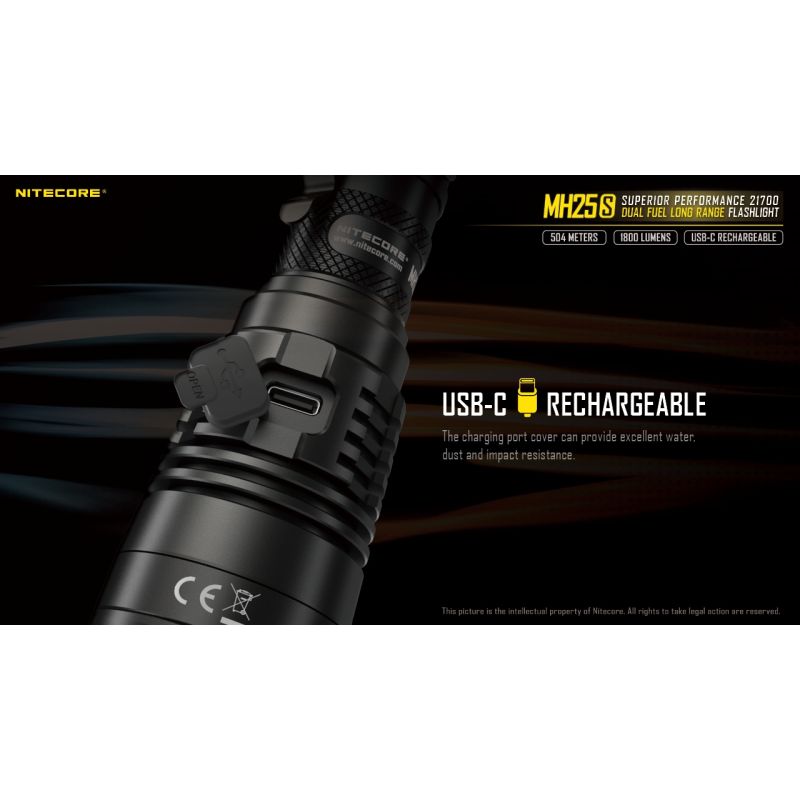 Nitecore MH25S Luminus SST-40 1800 Lumen USB-C Lanterna Recarregável
