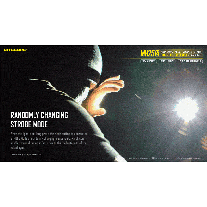 Nitecore MH25S Luminus SST-40 1800 Lumen USB-C Lanterna Recarregável