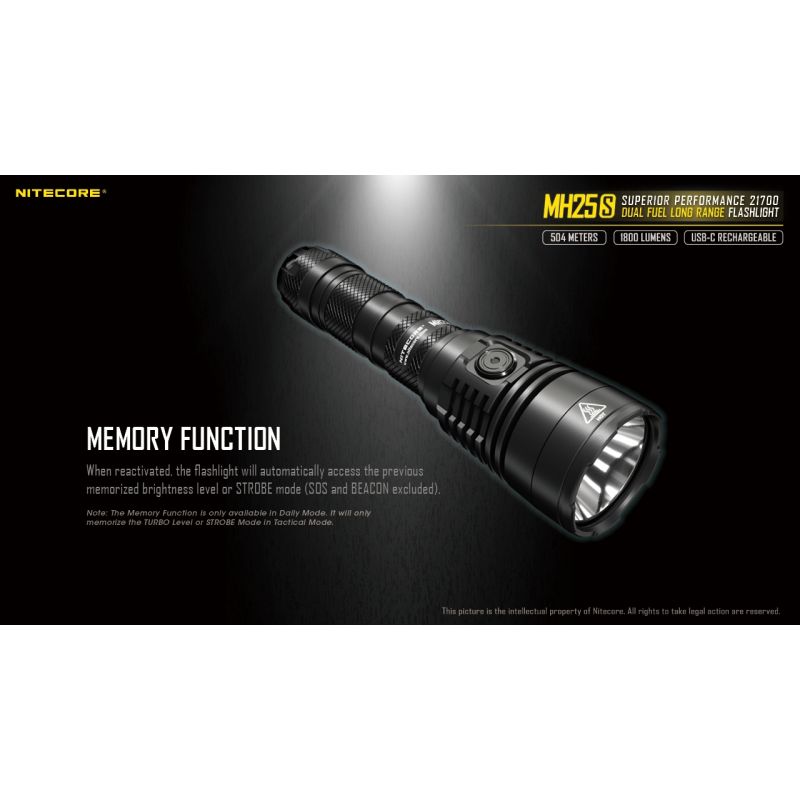 Nitecore MH25S Luminus SST-40 1800 Lumen USB-C Lanterna Recarregável
