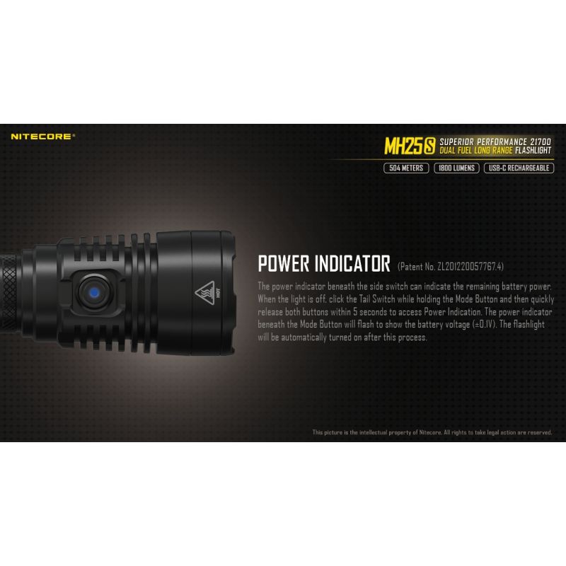 Nitecore MH25S Luminus SST-40 1800 Lumen USB-C Lanterna Recarregável