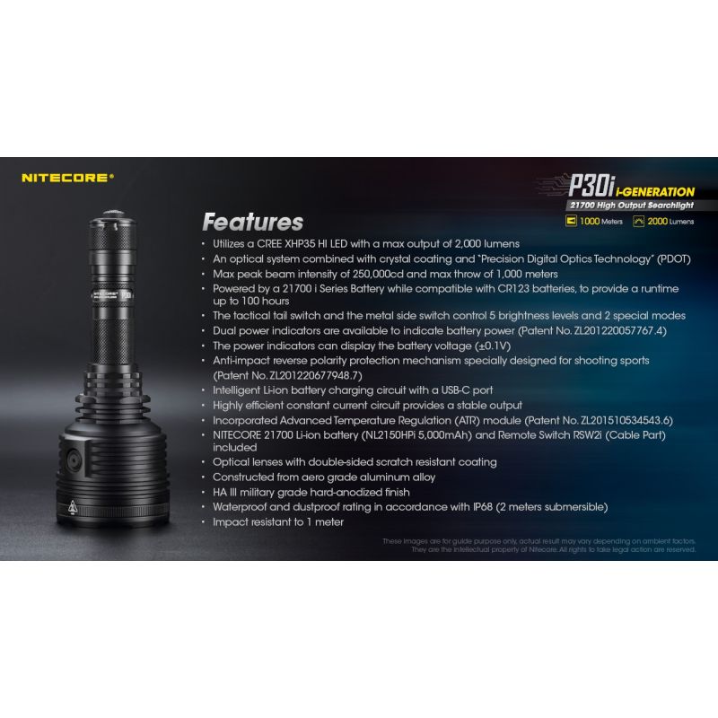 Nitecore p30i xhp35 hi led 2000 lumens 1000 metros lanterna led